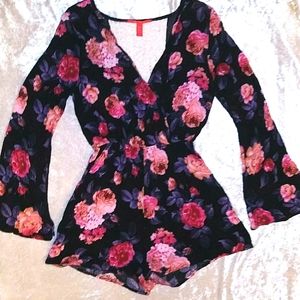 Chelsea & Violet Floral Long Sleeve Romper Shorts